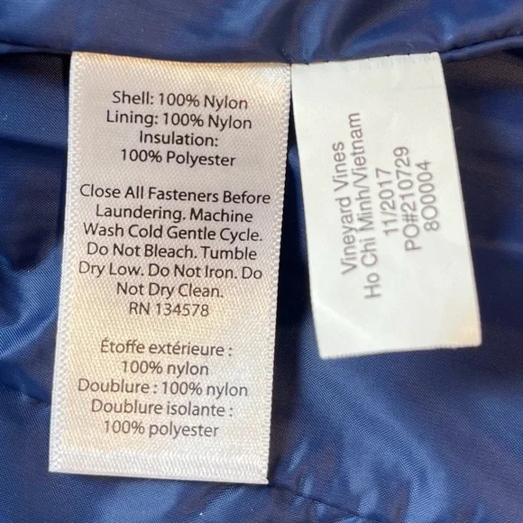 Quilted Baby Puffer Jacket 0-3M Pink Navy Lightweight Coat Vineyard Vines - Picture 10 of 11